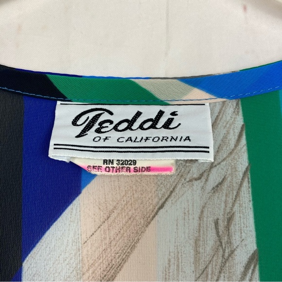 Vintage Teddi Of California Size 16 Cinch Hem Sheer Top Dolman Sleeve Chiffon - Picture 4 of 10